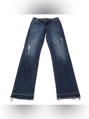 Kut From The Kloth Mid Rise Slim Straight Raw Hem Blue Jeans Women's Size 4 27W